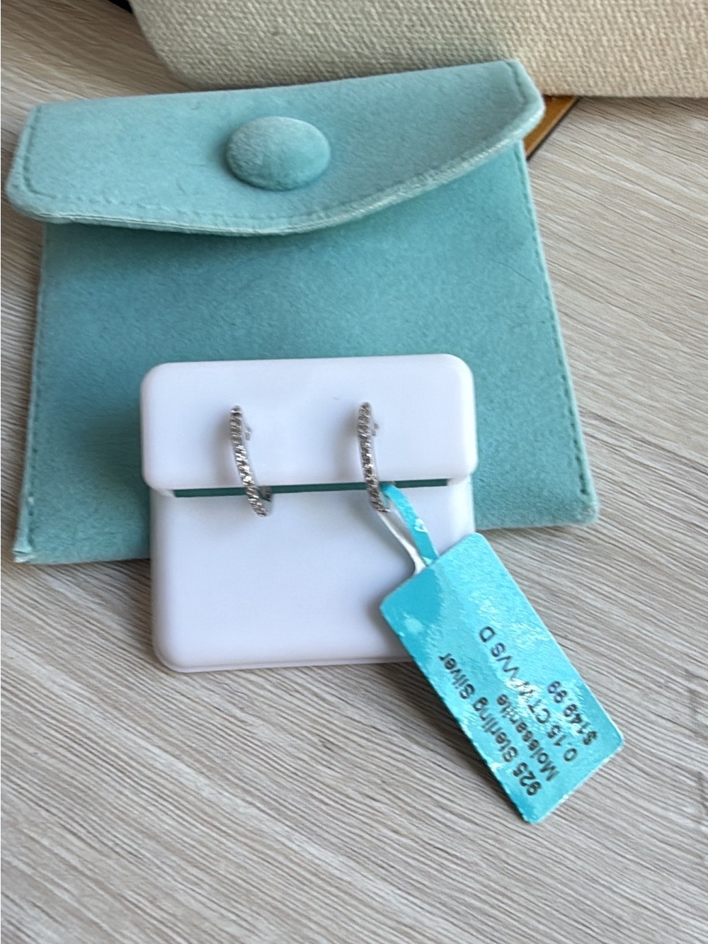 Brand new  925 sterling silver moissanite small earring Huggies NWT